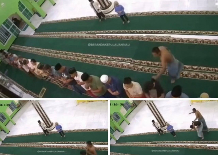 Viral! Pria Tanpa Baju Masuk Masjid Tarik dan Pukul Seorang Anak yang Sedang Sholat Berjamaah 