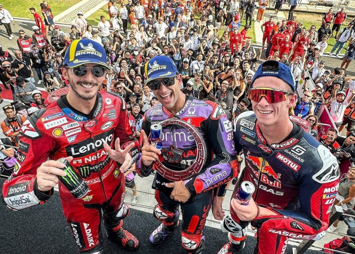 Jorge Martin Juara MotoGP Mandalika 2024, Juara Bertahan Bagnaia Posisi 3