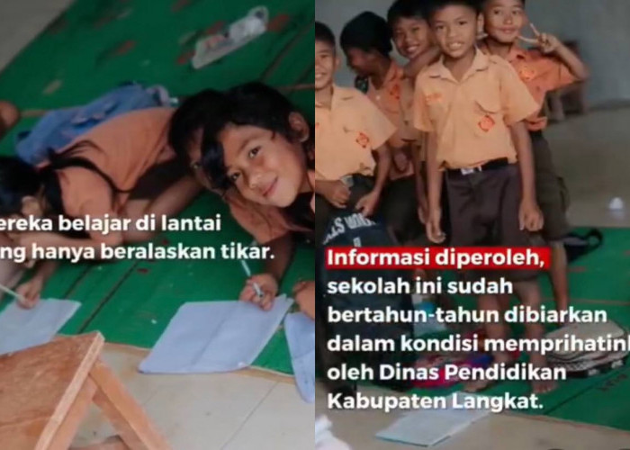 Miris! Kondisi Ruang Kelas Siswa SD di Langkat Memprihatinkan, Belajar Hanya Menggunakan Alas Tikar