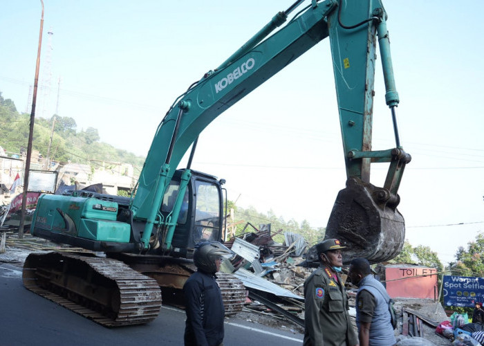 Pembongkaran Kios di Jalur Puncak Bogor Berlanjut, Warpat Kini Tinggal Kenangan