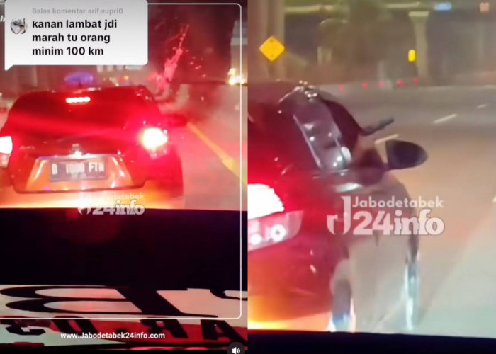 Viral! Diduga Tak Terima Mobilnya Disalip, Pengemudi Ini Todongkan Senpi di Tol Bekasi