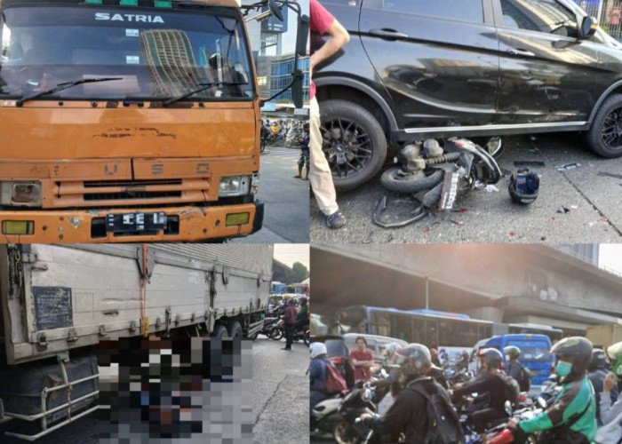 Tragis! Diduga Rem Blong, Truk Tronton Tabrak Sejumlah Kendaraan di Slipi, 1 Orang Tewas