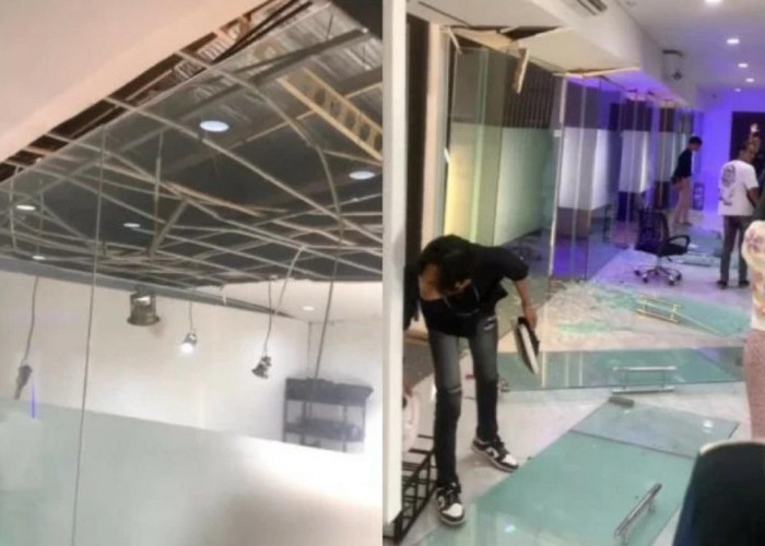 Kantor Baru Baim Wong Nyaris Roboh, Plafon Ambruk dan Kaca-Kaca Sampai Pecah