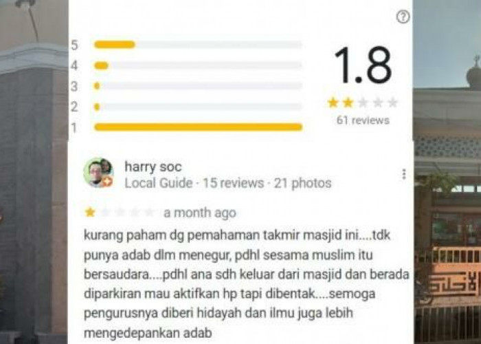 Masjid di Sukoharjo Dapat Rating 1,8 di Google Maps, Pengurus Masjid Tak Sopan dan Usir Jemaah