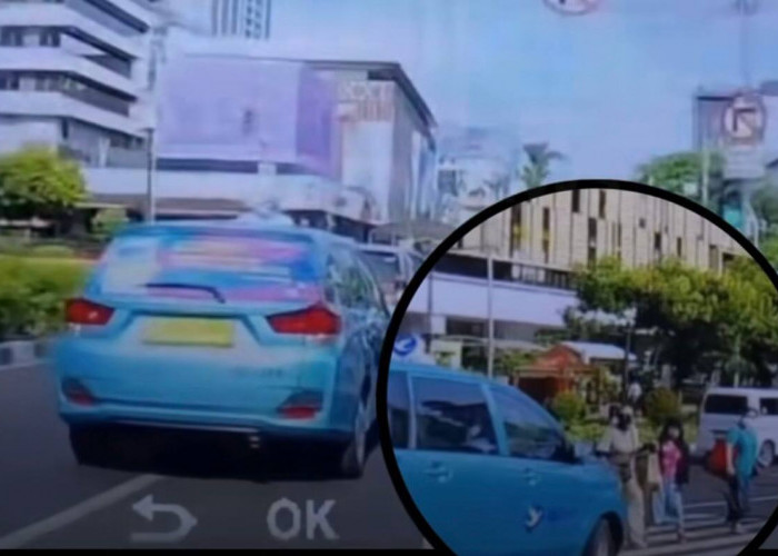 Viral! Detik-detik Taksi Blue Bird Ugal-ugalan hingga Nyaris Tabrak Pejalan Kaki 