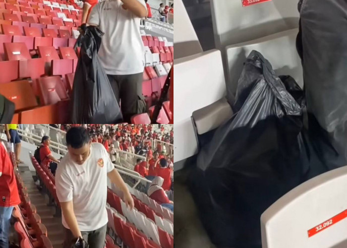 Belajar dari Jepang, Supporter Timnas Indonesia Bersihkan Sampah di SUGBK Usai Pertandingan 