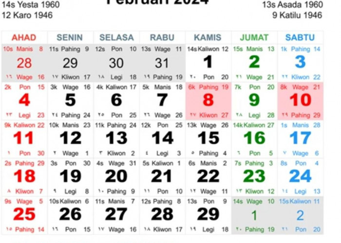 Simak Kalender Jawa Februari 2024, Lengkap dengan Weton dan Tanggalan Jawa