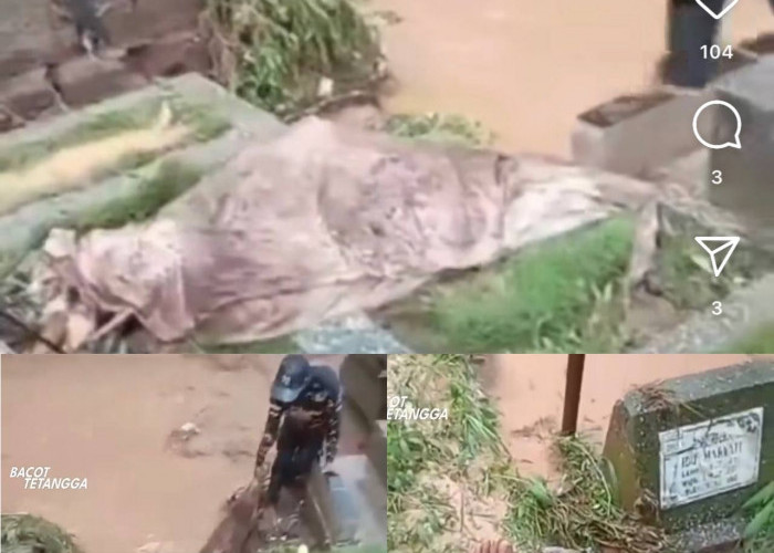 Hujan Deras, Warga Bandung Evakuasi Jenazah yang Keluar dari Makam dan Terbawa Arus saat Banjir