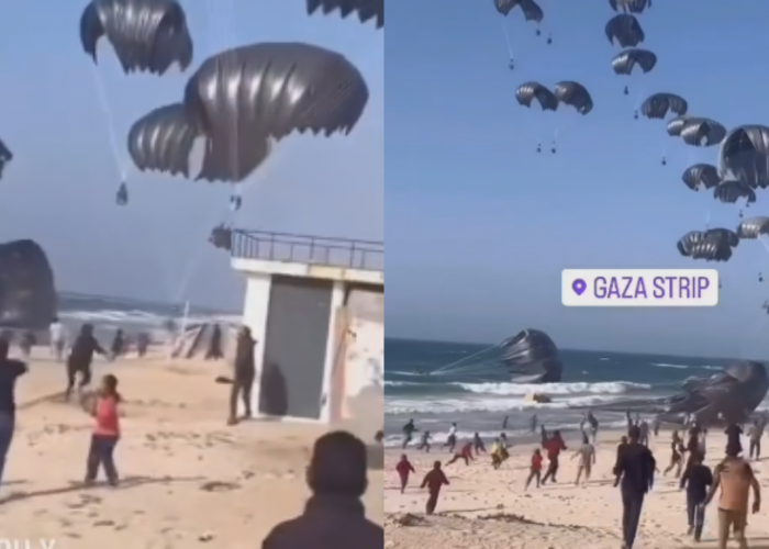 Dijatuhkan dari Udara, Amerika Kirim Bantuan ke Gaza untuk Pertama Kali