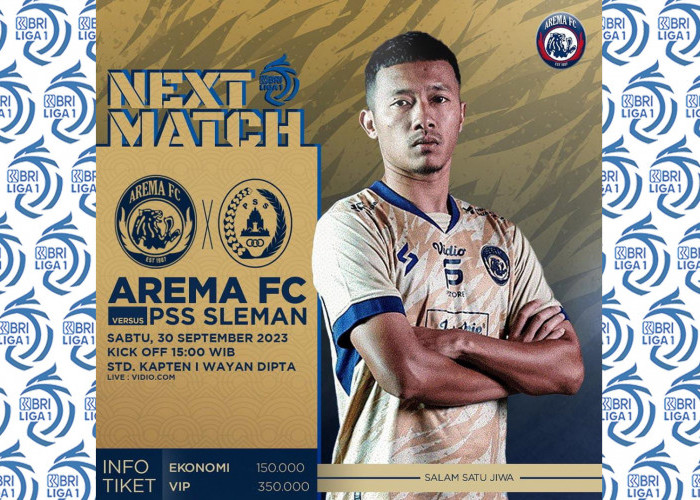 Arema FC Vs PSS Sleman BRI Liga 1 Pekan 14 2023-2024, H2H Serta Link Nonton