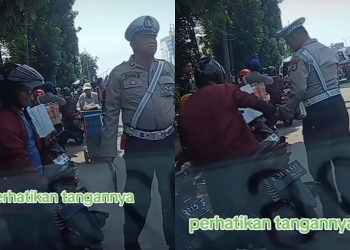 Terekam Kamera, Momen Antara Pengendara Sepeda Motor Beri Sejumlah Uang ke Polisi saat sedang Razia