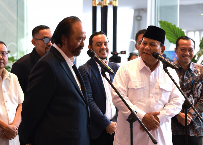 Berkunjung ke NasDem, Prabowo Terima Ucapan Selamat sebagai Presiden Terpilih dari Surya Paloh Secara Langsung