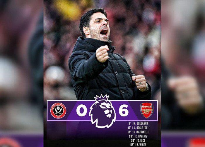 Hasil Liga Inggris: Sheffield vs Arsenal, The Gunners Pesta Gol 6-0