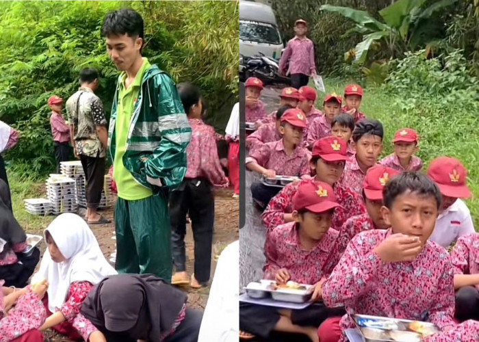 Viral! Siswa SD di Sukabumi Rela Tempuh Akses Terjal dengan Berjalan Kaki Demi Dapatkan MBG 